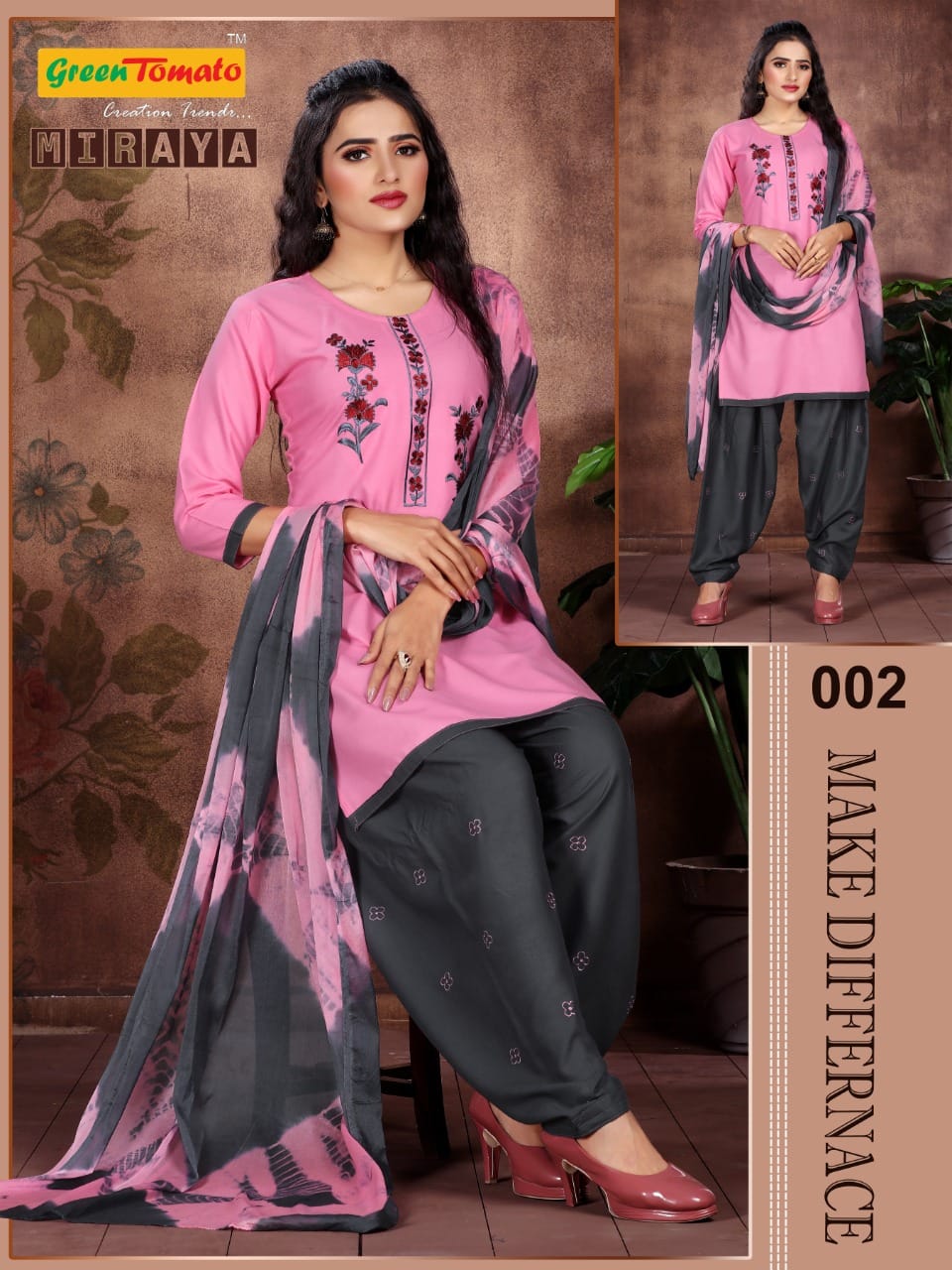 Green Tomato Miraya Patiyala Casual Daily Wear Rayon Ready Made Collection